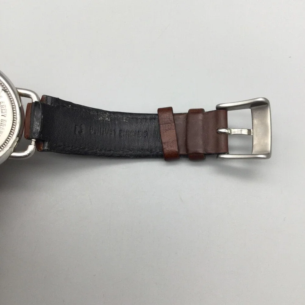 Vintage Swiss Army Mens Watch 37mm Cream Dial Brown Leather Date New Battery